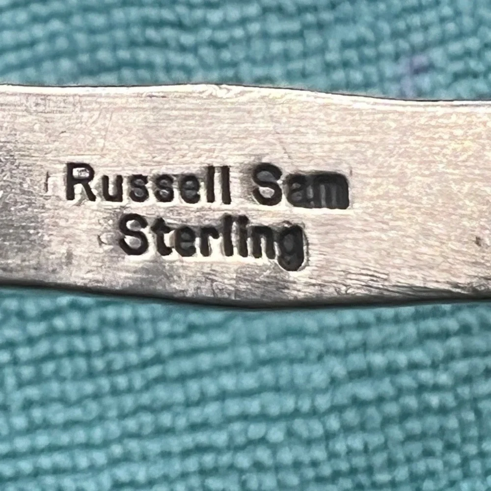 Russell Sam Sterling Silver Cuff Bracelet Blue Stone 26g .25